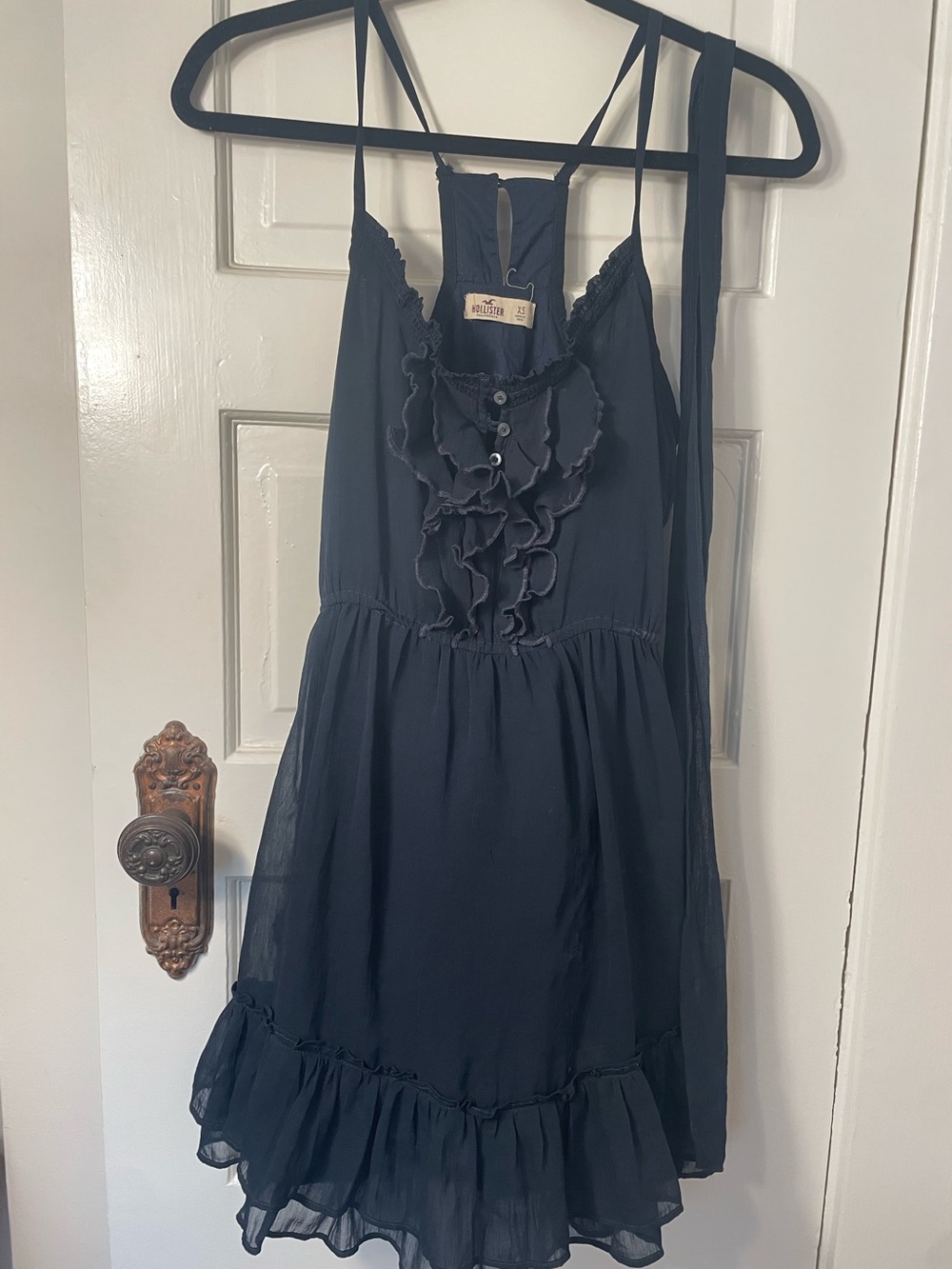 Hollister Blue Ruffled Spaghetti Strap Dress